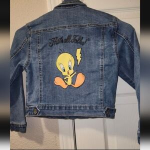Girls Sz S (6/6X) Looney Tunes Denim Jacket with Snap Button Closure
